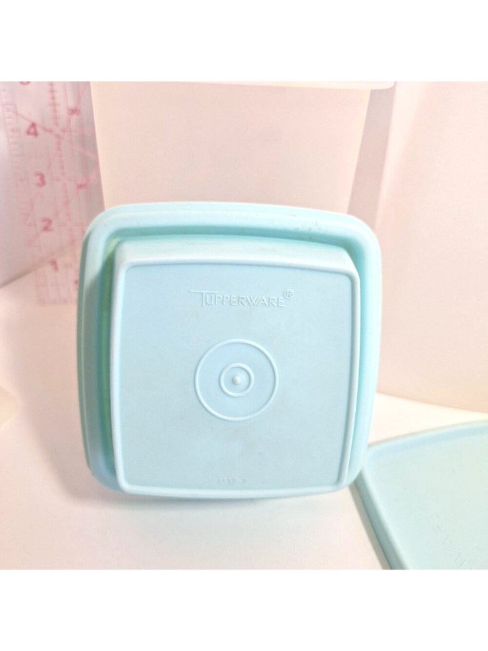 Tupperware Square Round Containers Pickle Keeper Seafoam Mint Aqua Vintage - Picture 10 of 12